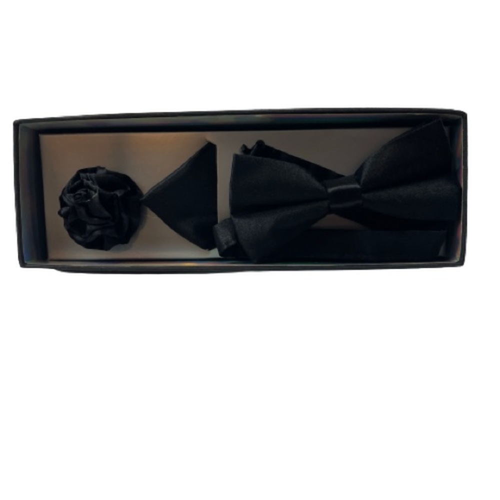 Nicole Miller 3 Piece Silk Black Bow Tie Set. Men’s Size: O/S
